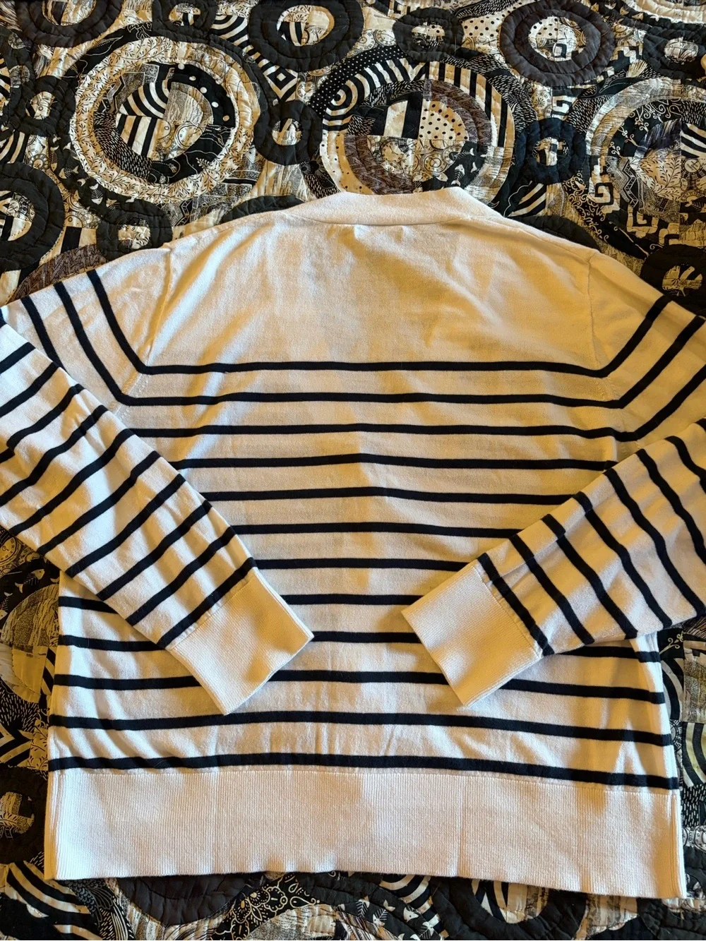 J.Crew Striped Button Front Cardigan Sweater White Navy XXL NWOT